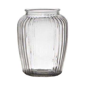 Vaso da fiori NOLAN, strisce verticali, trasparente, 19,5cm, Ø15,5cm