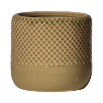 Fioriera DANYLO in ceramica, motivo a rombi, verde-marrone, 10,5cm, Ø12cm
