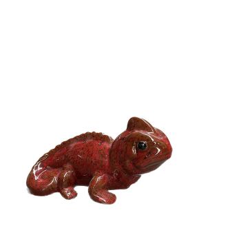 Figurina di camaleonte ALOVIA in ceramica, rosso scuro, 20x12x11cm