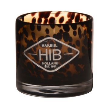 Candela di cera RENITA in vaso di vetro, arancione-marrone-trasparente, 8cm, Ø8cm