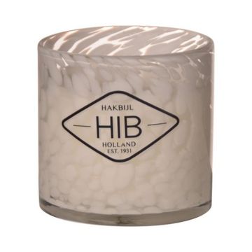 Candela di cera RENITA in vetro per candele, bianco-trasparente, 8cm, Ø8cm