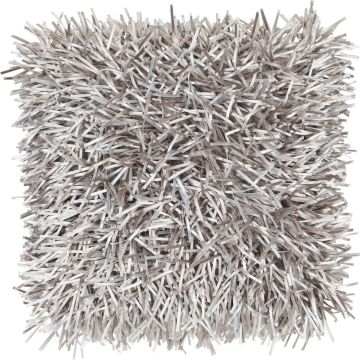 Cuscino per divano DAKIRA, grigio chiaro, frange lunghe, 45x45cm