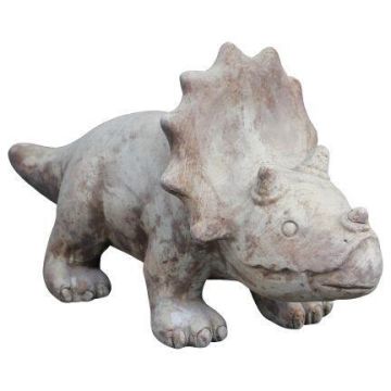 Figurina di dinosauro Triceratops AMORIA in terracotta, realizzata a mano, patinata, beige, 38x16x21cm Figurina di dinosauro Triceratops AMORIA in terracotta, realizzata a mano, patinata, beige, 38x16x21cm