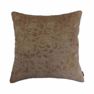 Cuscino in velluto ALAIA, motivo a rose, rosa, 45x45cm