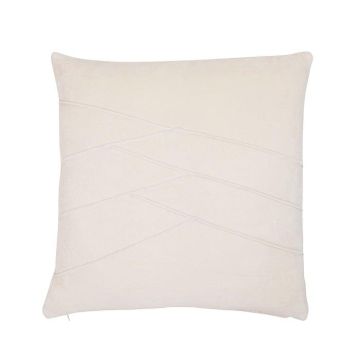 Cuscino in velluto NOELANI, cuciture decorative diagonali, crema, 45x45cm