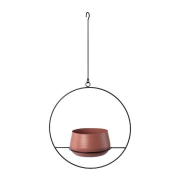 Vaso sospeso in metallo QUINLEE, anello in metallo, color bacca-nero, 36x18x70 cm Vaso sospeso in metallo QUINLEE, anello in metallo, color bacca-nero, 36x18x70 cm