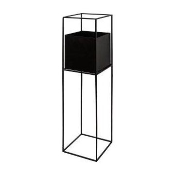 Vaso da fiori quadrato QUANDA con supporto in metallo, nero, 25x25x100 cm Vaso da fiori quadrato QUANDA con supporto in metallo, nero, 25x25x100 cm