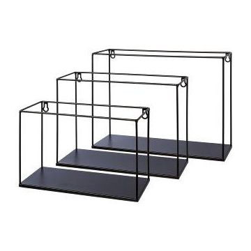 Scaffale da parete in metallo in stile industriale QUIANA, 3 pezzi, nero, 30x13x20 cm, 34x13x25 cm, 40x13x30 cm Scaffale da parete in metallo in stile industriale QUIANA, 3 pezzi, nero, 30x13x20 cm, 34x13x25 cm, 40x13x30 cm