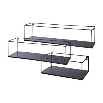 Scaffale da parete in metallo in stile industriale QUIANA, 3 pezzi, nero, 32x15x13 cm, 50x15x14 cm, 65x15x16 cm Scaffale da parete in metallo in stile industriale QUIANA, 3 pezzi, nero, 32x15x13 cm, 50x15x14 cm, 65x15x16 cm