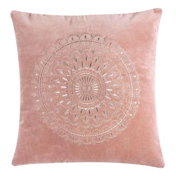Cuscino decorativo NIKARA, rosa chiaro, motivo Mandala, 60x60cm