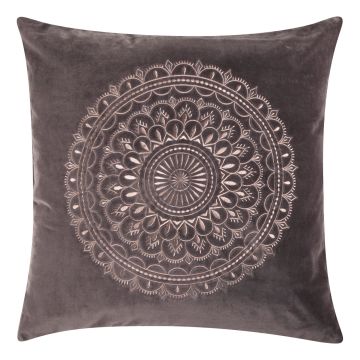 Cuscino decorativo NIKARA, grigio chiaro, motivo Mandala, 60x60cm