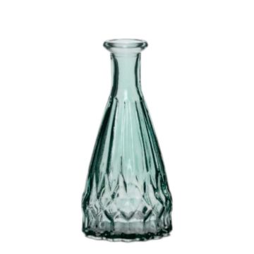 Vaso a bottiglia THIFFANY in vetro, con scanalature, turchese-trasparente, 14,5cm, Ø7cm Vaso a bottiglia THIFFANY in vetro, con scanalature, turchese-trasparente, 14,5cm, Ø7cm