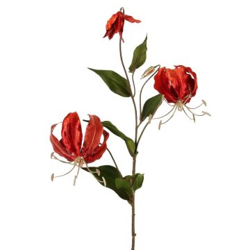 Ramo di gloriosa vellutato DINFAS, arancione scuro-dorato, 80 cm