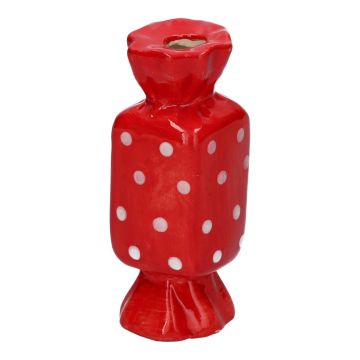 Vaso angolare per un solo fiore Bonbon AMIEL in ceramica, a pois, rosso-bianco, 4,5x4,5x11,5cm Vaso angolare per un solo fiore Bonbon AMIEL in ceramica, a pois, rosso-bianco, 4,5x4,5x11,5cm