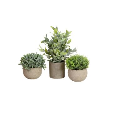 Composizione artificiale LAVADA con bosso, erba ornamentale, frangiradice, vaso decorativo, verde, 12-25 cm Composizione artificiale LAVADA con bosso, erba ornamentale, frangiradice, vaso decorativo, verde, 12-25 cm