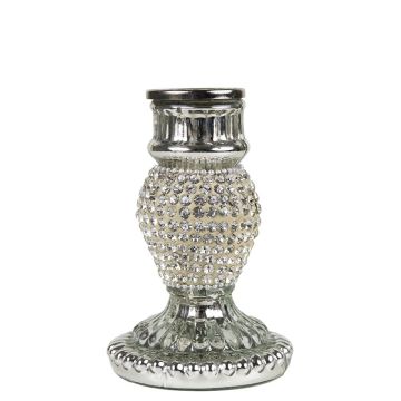 Portacandela con strass KRYSTINA in alluminio, argento, 10cm, Ø7cm Portacandela con strass KRYSTINA in alluminio, argento, 10cm, Ø7cm
