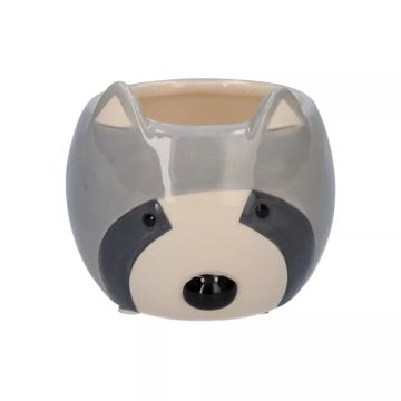 Vaso da fiori in ceramica KIRINA a forma di procione, grigio-bianco, 8,8x8,5x7,5 cm Vaso da fiori in ceramica KIRINA a forma di procione, grigio-bianco, 8,8x8,5x7,5 cm