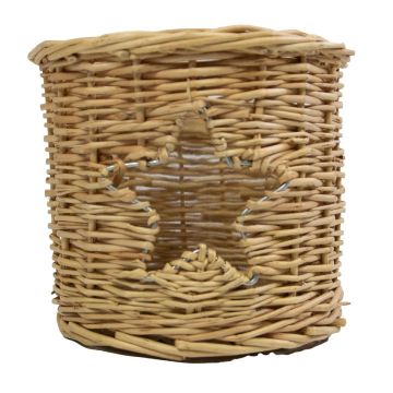 Portacandela in rattan NATHALIA con inserto in vetro, con apertura a forma di stella, marrone, 13 cm, Ø 13 cm Portacandela in rattan NATHALIA con inserto in vetro, con apertura a forma di stella, marrone, 13 cm, Ø 13 cm
