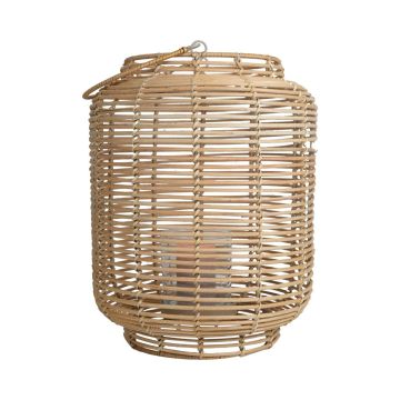 Lanterna in fibra naturale AMBROSIA in rattan, manico, inserto in vetro, beige, 52 cm, Ø 28 cm Lanterna in fibra naturale AMBROSIA in rattan, manico, inserto in vetro, beige, 52 cm, Ø 28 cm