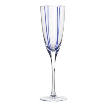 Bicchiere da champagne OCTAVIUS a righe, blu-trasparente, 25 cm, Ø 7,5 cm