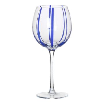 Bicchiere da vino OCTAVIUS a righe, blu-trasparente, 21 cm, Ø 9,5 cm