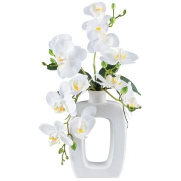 Orchidea Phalaenopsis in tessuto DRUKLON, vaso in ceramica, radici, bianco, 40 cm Orchidea Phalaenopsis in tessuto DRUKLON, vaso in ceramica, radici, bianco, 40 cm