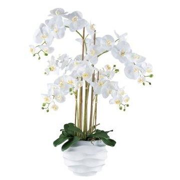 Orchidea Phalaenopsis in tessuto STONFER, vaso decorativo bianco, bianca, radici, 90 cm Orchidea Phalaenopsis in tessuto STONFER, vaso decorativo bianco, bianca, radici, 90 cm