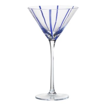 Bicchiere da martini OCTAVIUS a righe, blu-trasparente, 21 cm, Ø 12 cm
