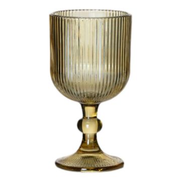 Bicchiere da vino GENOVEFA con scanalature, ambra-trasparente, 16 cm, Ø 9 cm