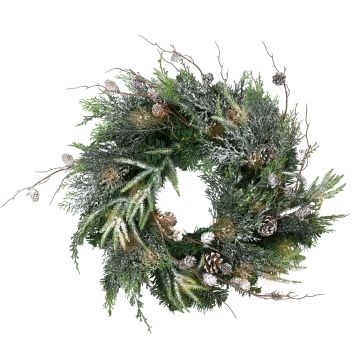 Ghirlanda di abete in plastica STOCKTON, verde, innevata, LED, Ø 60 cm Ghirlanda di abete in plastica STOCKTON, verde, innevata, LED, Ø 60 cm