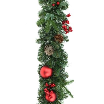 Ghirlanda di abete in schiuma sintetica VISALIA, verde, con frutti, 180cm, Ø30cm