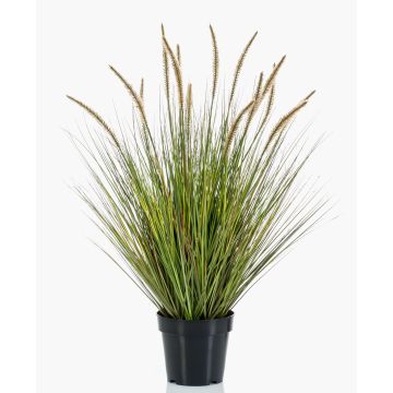 Pianta artificiale Erba a setole piumate YWAIN con pannocchie, beige-verde, 85 cm