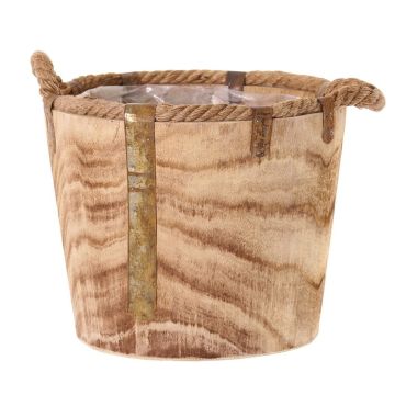 Vaso da fiori in legno DABIH con manici in corda, marrone, 24 cm, Ø 29 cm Vaso da fiori in legno DABIH con manici in corda, marrone, 24 cm, Ø 29 cm