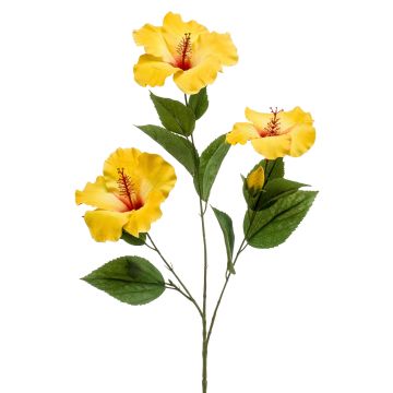 Ramo artificiale di ibisco AMADOU con fiori, giallo, 80 cm