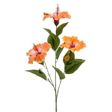 Ramo artificiale di ibisco AMADOU con fiori, arancione, 80 cm