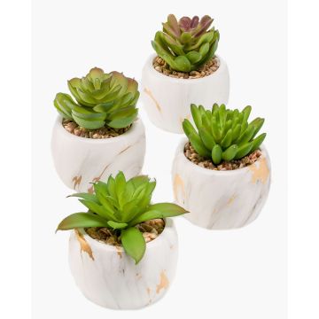 Succulente artificiali LOYE in vaso di marmo, 4 pezzi, verde, 13-15 cm Succulente artificiali LOYE in vaso di marmo, 4 pezzi, verde, 13-15 cm