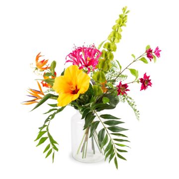 Mazzo di fiori decorativo estivi MOANI, giallo-arancione-rosa, 60cm, Ø40cm Mazzo di fiori decorativo estivi MOANI, giallo-arancione-rosa, 60cm, Ø40cm