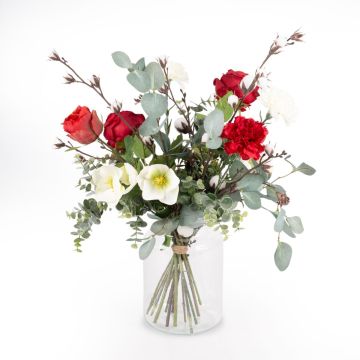 Mazzo di fiori decorativo invernali FUYUMI, rosso-bianco, 60cm, Ø40cm Mazzo di fiori decorativo invernali FUYUMI, rosso-bianco, 60cm, Ø40cm