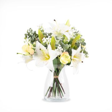Bouquet di gigli decorativo MARIPOSA, rosa, bianco-verde, 45cm, Ø40cm Bouquet di gigli decorativo MARIPOSA, rosa, bianco-verde, 45cm, Ø40cm