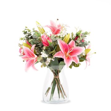 Bouquet di gigli decorativo MARIPOSA, rosa, rosa, 45cm, Ø40cm Bouquet di gigli decorativo MARIPOSA, rosa, rosa, 45cm, Ø40cm