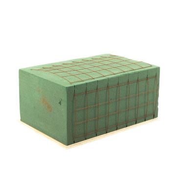 ®mosy Ökodur Supporto per decorazioni funerarie VESDO con rete metallica, bordo di presa, base in legno naturale, verde, 23x15,5x11 cm