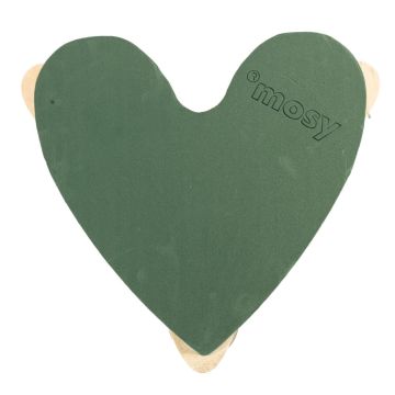 ®mosy Ökodur base in schiuma per composizioni floreali a forma di cuore MURIANDA, decorazione per matrimoni, con ventosa, base in legno naturale, verde, 36x37x5 cm