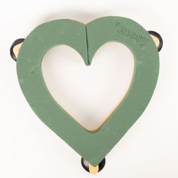 ®mosy Ökodur schiuma da composizione a forma di cuore con auto ELLARIA, decorazione per matrimoni, con ventosa, base in legno naturale, verde, 45x48x5 cm
