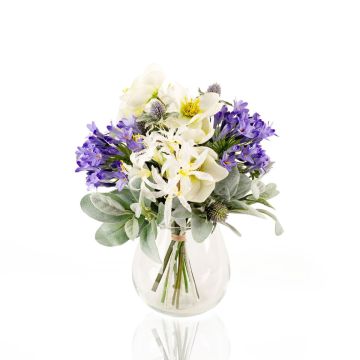 Bouquet finto invernale ALANA, bianco-lilla, 35cm, Ø30cm