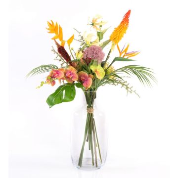 Bouquet decorativo di uccello del paradiso OHANA, orchidea, heliconia, multicolore, 85cm, Ø50cm
