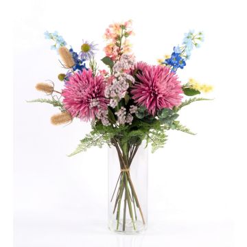 Bouquet decorativo estivo LOLANA, delphinium, rosa-blu, 70cm, Ø50cm