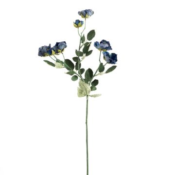 Ramo di rosa selvatica artificiale FOSETTA, Eco Collection, blu reale, 70 cm, Ø 3-5 cm