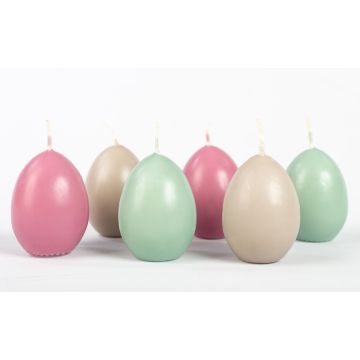 Candele di uova di Pasqua LEONITA, 6 pezzi, rosa antico-grigio-menta, 6cm, 4,5cm, 7h - Made in Germany