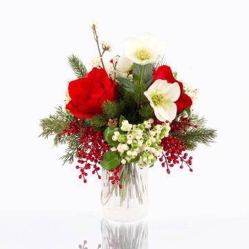 Bouquet finto di Natale KALIKIMAKA, rosso-bianco, 40cm, Ø35cm