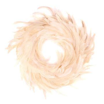 Ghirlanda di piume di pavone NORDIAN, bianco sbiancato, Ø40 cm